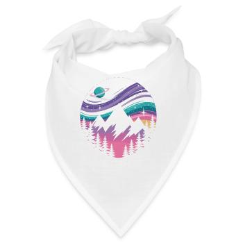Galaktische Berglandschaft mit Polarlichtern - Bandana - Weiß - Vorne