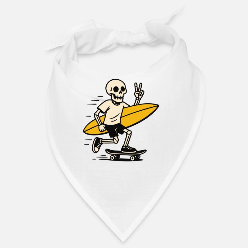 Skeleton on Skate & Surf – Peace Vibes Bandana