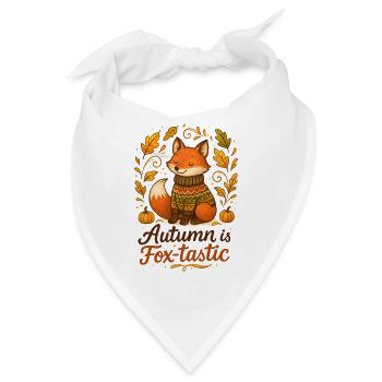 Herbstlicher Fuchs mit Pullover und Kürbissen - Bandana - Weiß - Vorne