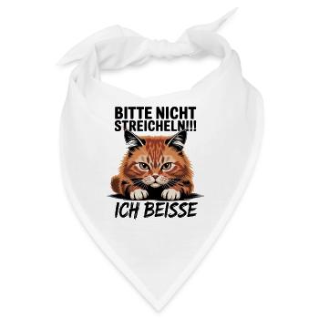 Hochsitz Katzenmotiv mit Bitte Nich Streicheln - Bandana - Weiß - Vorne