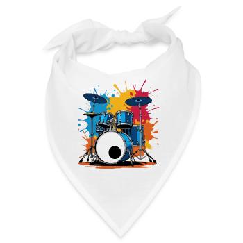 Bunter Schlagzeugdruck mit Farbexplosionen - Bandana - Weiß - Vorne