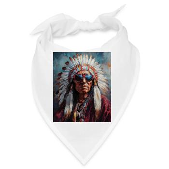 Indianer Häuptling mit Sonnenbrille - Bandana - Weiß - Vorne