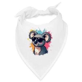 Cool Koala mit Sonnenbrille und Farbexplosion - Bandana - Weiß - Vorne