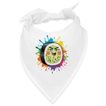 Ausdrucksstarker Sushi Cartoon - Bandana - Weiß - Vorne