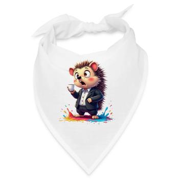 Business-Hedgehog mit Kaffeetasse - Bandana - Weiß - Vorne