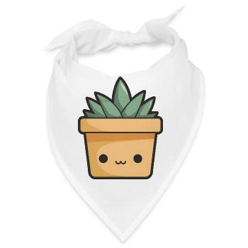 Kawaii Blumentopf - Bandana - Weiß - Vorne