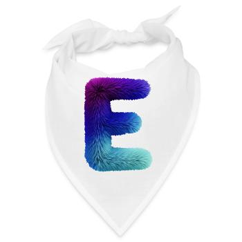 Buchstabe E Fell-Effekt | Farbverlauf Purpur Blau  - Bandana - Weiß - Vorne