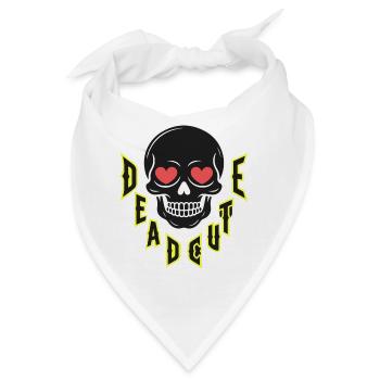 Herzäugiger Totenkopf im gotischen Design - Bandana - Weiß - Vorne