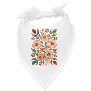 Blumenmuster in Naturfarben - Bandana - Weiß - Vorne