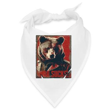 Krasser Bär im Lederjacke Design, Krieg nervt - Bandana - Weiß - Vorne
