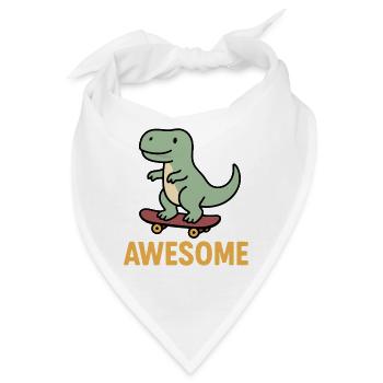 Lässiger Dinosaurier auf Skateboard - Bandana - Weiß - Vorne