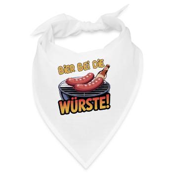  Bier Bei Die Würste Grill Spruch BBQ Wurst Bier - Bandana - Weiß - Vorne