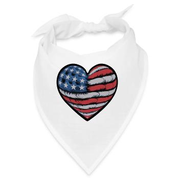 Patriotisches Herz mit US-Flaggen-Design - Bandana - Weiß - Vorne
