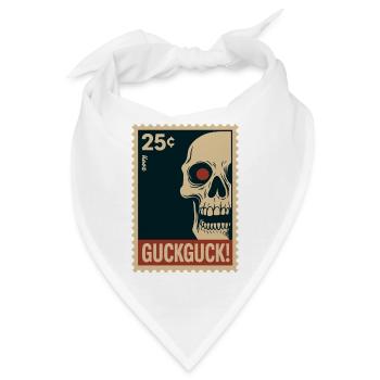 Totenkopf Briefmarke Guck Guck Hallo - Bandana - Weiß - Vorne