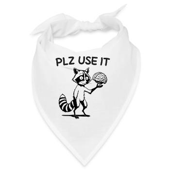 Witziges Waschbär mit Gehirn PLZ Use it - Bandana - Weiß - Vorne
