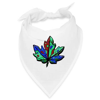Blatt Herbst Bunt Ahorn - Bandana - Weiß - Vorne