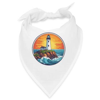 Leuchtturm am Meer Sonnenuntergang - Bandana - Weiß - Vorne