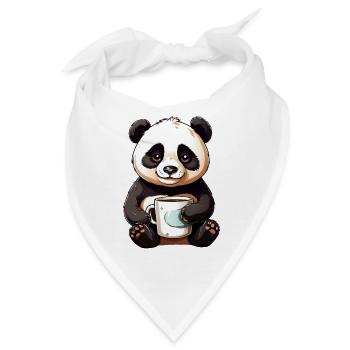 Kuschel-Panda mit Kaffeetasse - Bandana - Weiß - Vorne