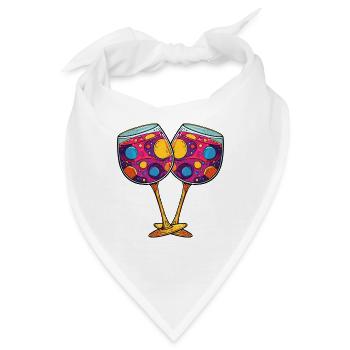 Wein Glas Vino Bunt - Bandana - Weiß - Vorne