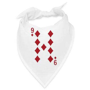 9 Karo Karten Doppelkopf Romme - Bandana - Weiß - Vorne