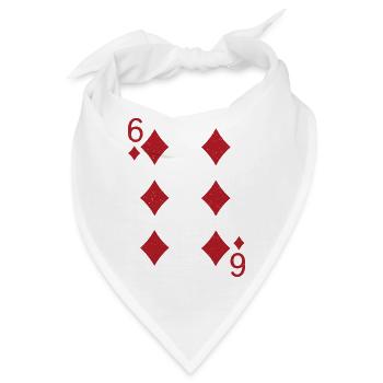 Sechs Karo Karte  - Bandana - Weiß - Vorne