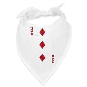 Drei Karo Karte Doppelkopf Romme - Bandana - Weiß - Vorne