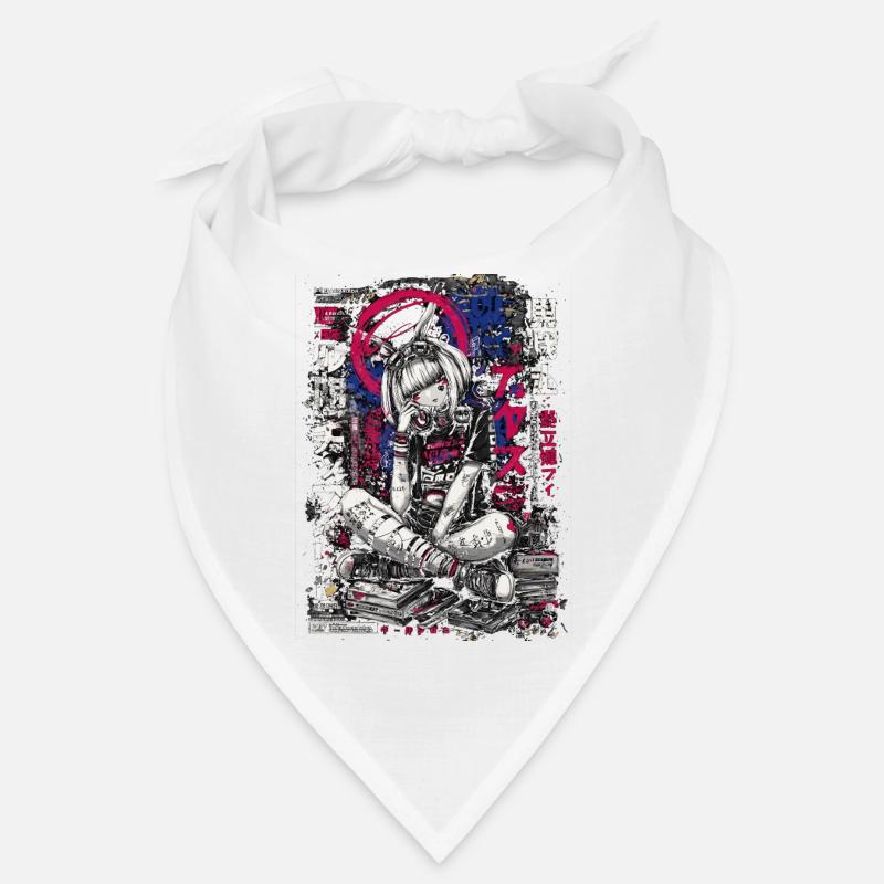 Cyberpunk Mädchen mit Graffiti-Design Bandana