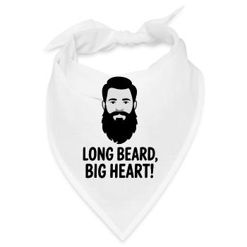 Langer Bart, Großes Herz, Abbildung - Bandana - Weiß - Vorne