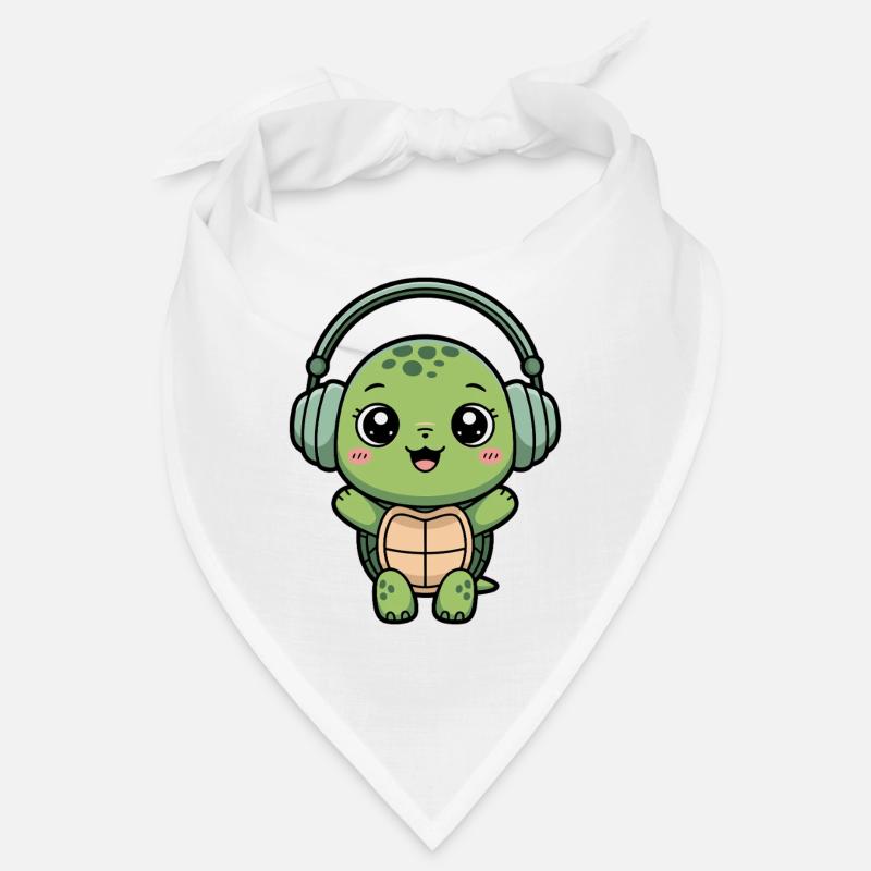 Cute Turtle With Headphones Bandana