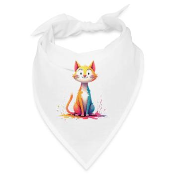 Bunte Katzenillustration für Kinderkleidung - Bandana - Weiß - Vorne