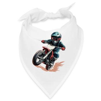 Dynamischer Motorradfahrer im Actionstil - Bandana - Weiß - Vorne
