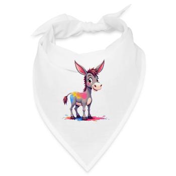 Bunter Farbklecks Esel - Bandana - Weiß - Vorne