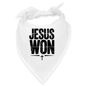 Jesus hat gewonnen - Bandana - Weiß - Vorne