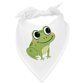 Pastell süßer grüner Frosch - Bandana - Weiß - Vorne