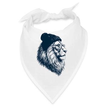 Hipster Löwe - Bandana - Weiß - Vorne