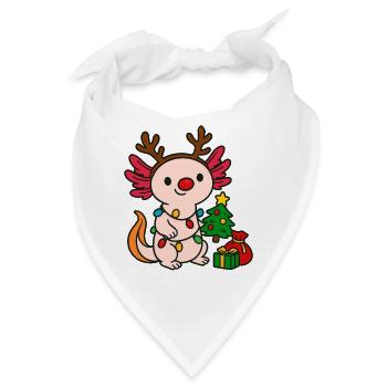 Weihnachts Axolotl mit Lichterkette - Bandana - Weiß - Vorne