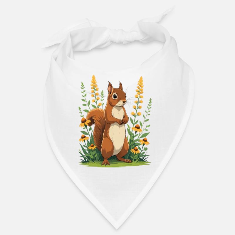 Charmantes Eichhörnchen mit Blütenkranz Bandana