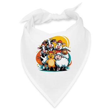 Liebliche Bauernhoftiere in Cartoon-Style - Bandana - Weiß - Vorne