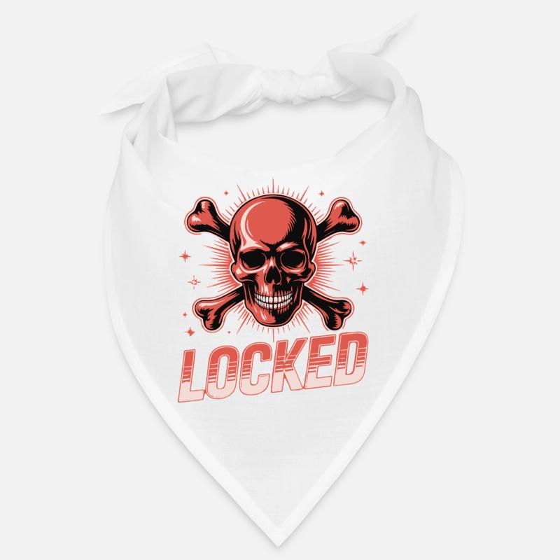 Bold Skull Crossbones with Locked Text Bandana