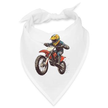 Motorradfahrer mit Schutzhelm und Crossbike - Bandana - Weiß - Vorne