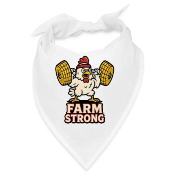 Farm Starkes Huhn Mit Hanteln - Bandana - Weiß - Vorne