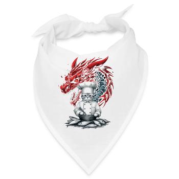 Asien Katze Koch Drache - Bandana - Weiß - Vorne