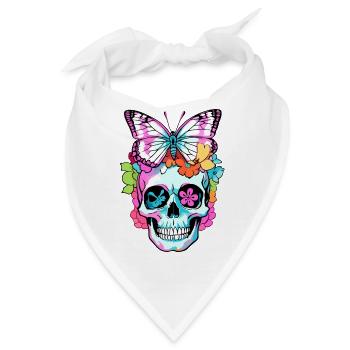Floral Skull Butterfly Boho Sugar Skull Women - Bandana - Weiß - Vorne