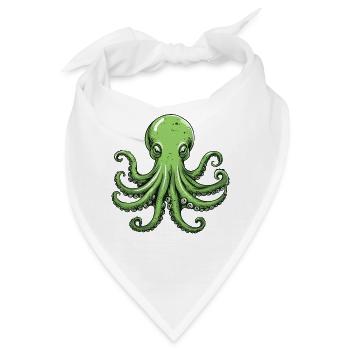 Grüner Oktopus mit künstlerischem Design - Bandana - Weiß - Vorne