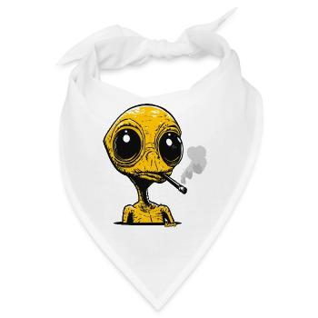 Alien mit Zigarette Vintage Design - Bandana - Weiß - Vorne