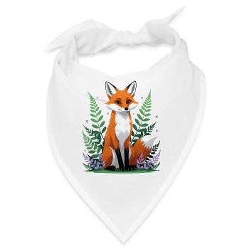 Wald-Fuchs mit Blumen und Blättern - Bandana - Weiß - Vorne