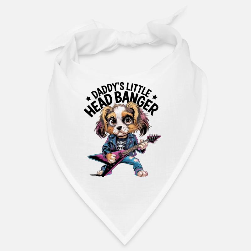 Rockiger Hund mit E-Gitarre im Lederjacken-Style Bandana