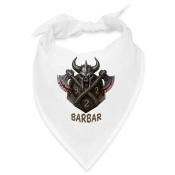 W20 mit Äxten & Hörnerhelm – Barbar Fantasy Dice - Bandana - Weiß - Vorne