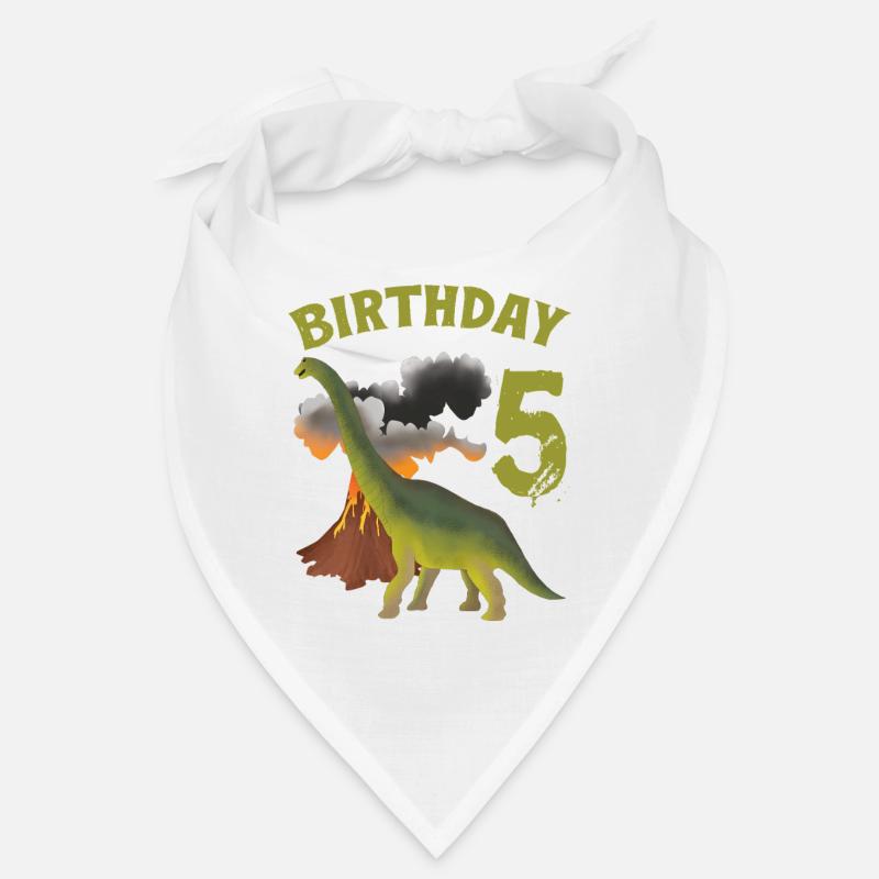 5 Year Old Birthday Boy Dino Volcano - 5th Bandana