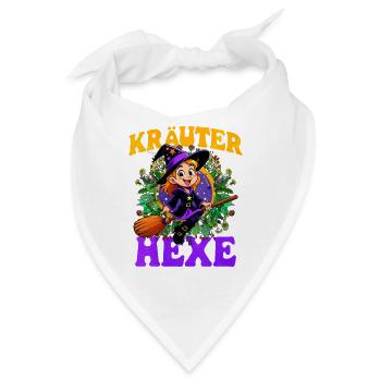 Hexe mit Kräutern und Zauberstab - Bandana - Weiß - Vorne
